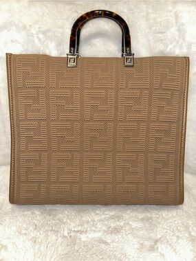 Fendi Beige Fabric Sunshine Tote- LIKE NEW CONDITION
